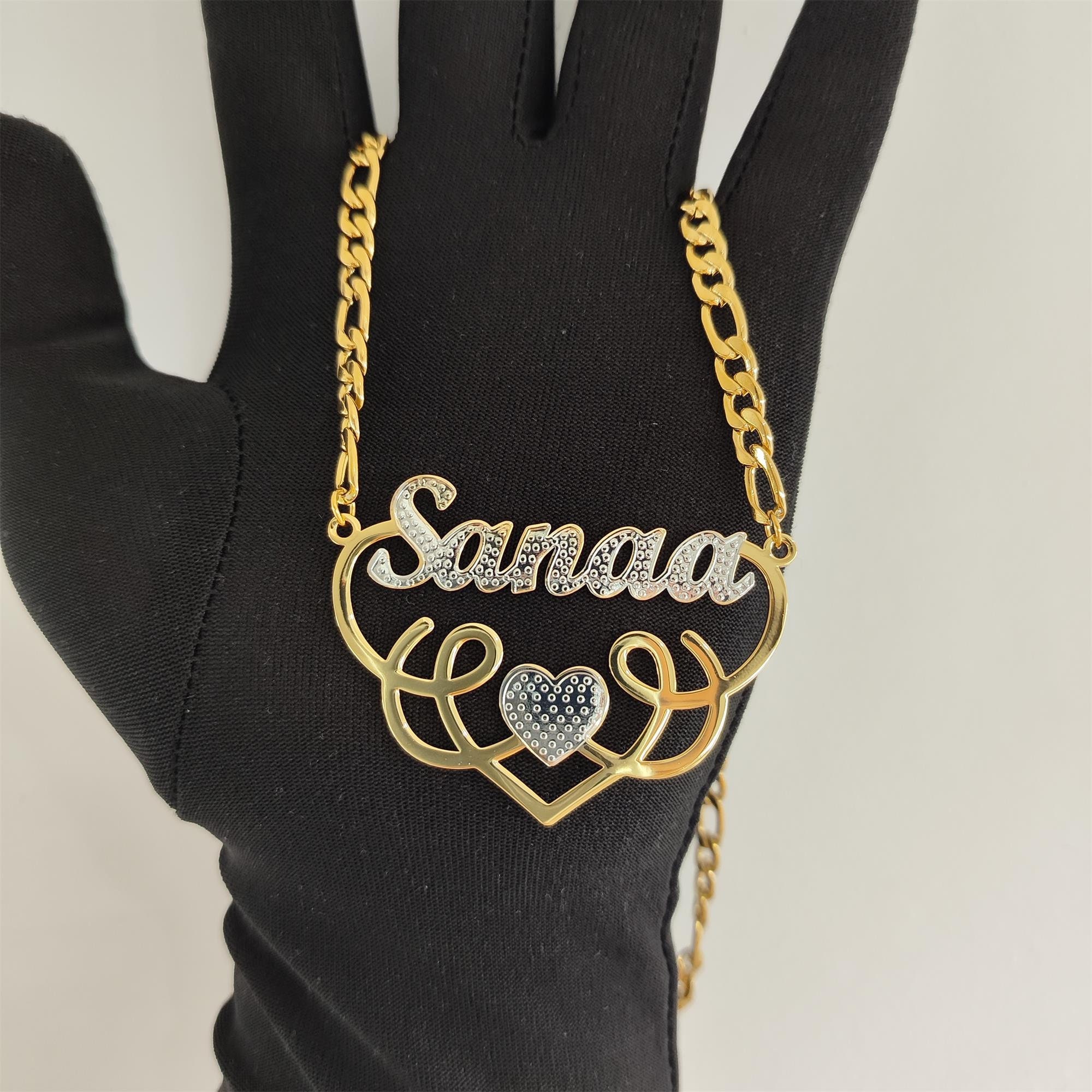  Double Plate Two Tone 3D Name Necklace