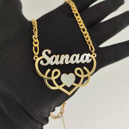  Double Plate Two Tone 3D Name Necklace