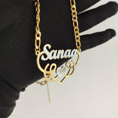  Double Plate Two Tone 3D Name Necklace