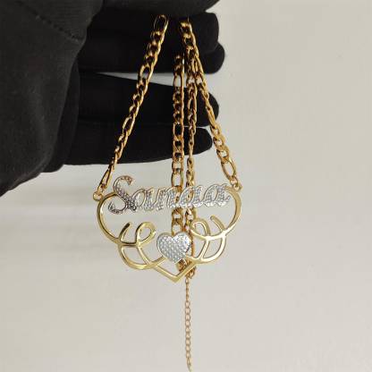  Double Plate Two Tone 3D Name Necklace