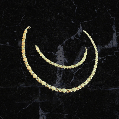 Heart XOXO Chain GOld Plated Classic Necklace And Bracelet