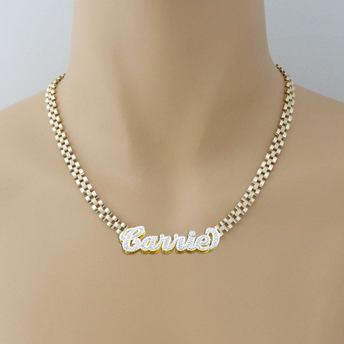Personalized Rolex Link Chain Double Plated Name Necklace