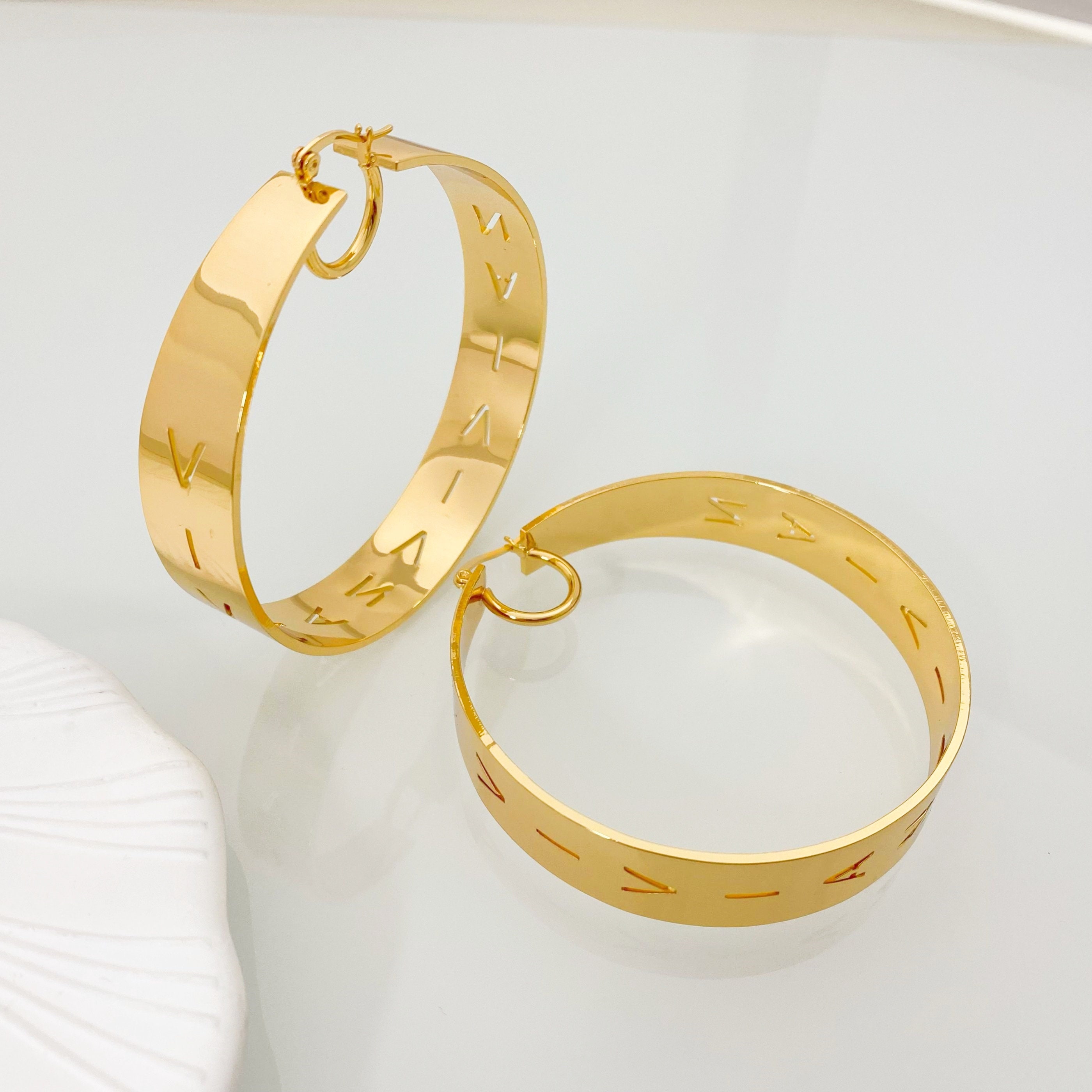 Custom Hollow Letter Hoop Earrings