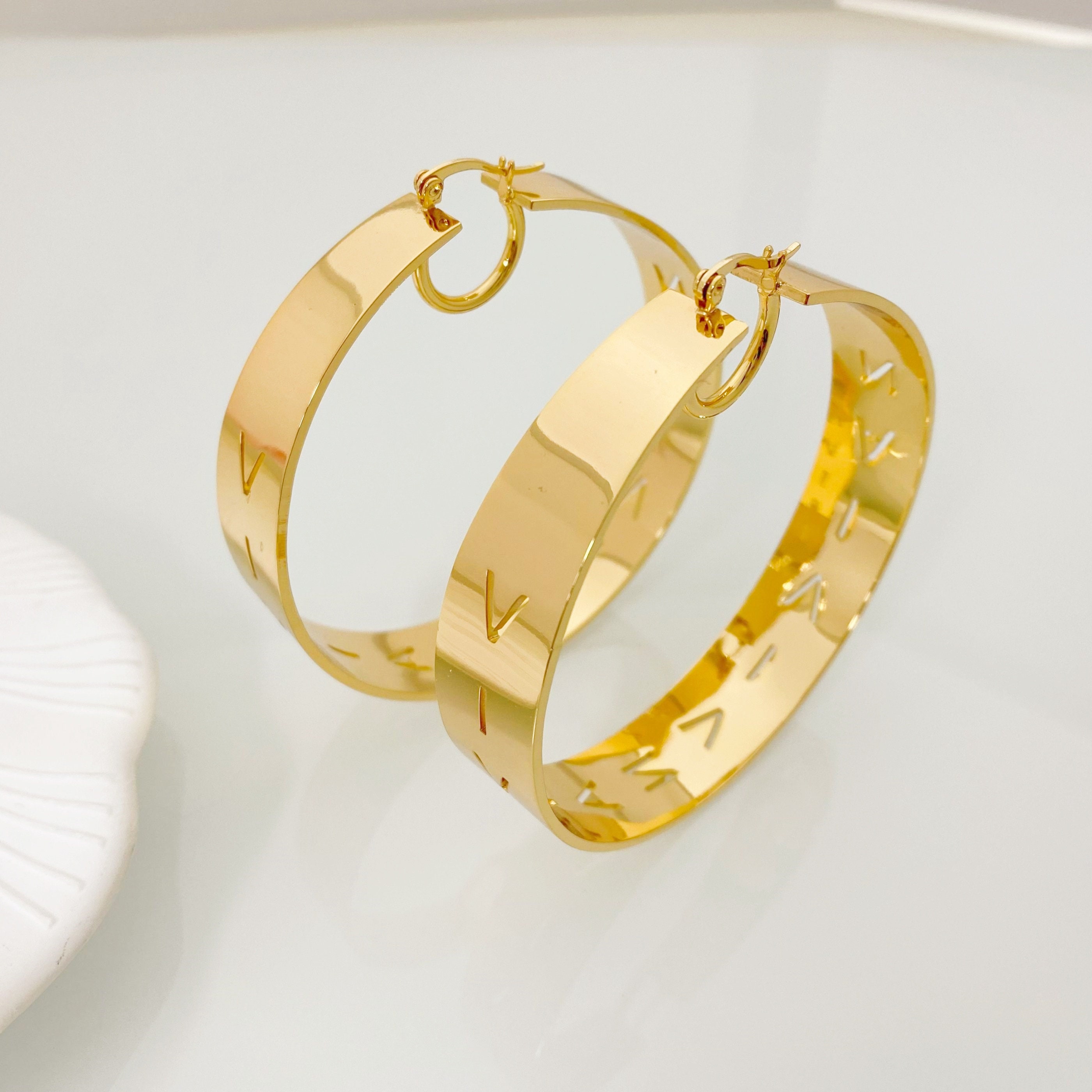 Custom Hollow Letter Hoop Earrings