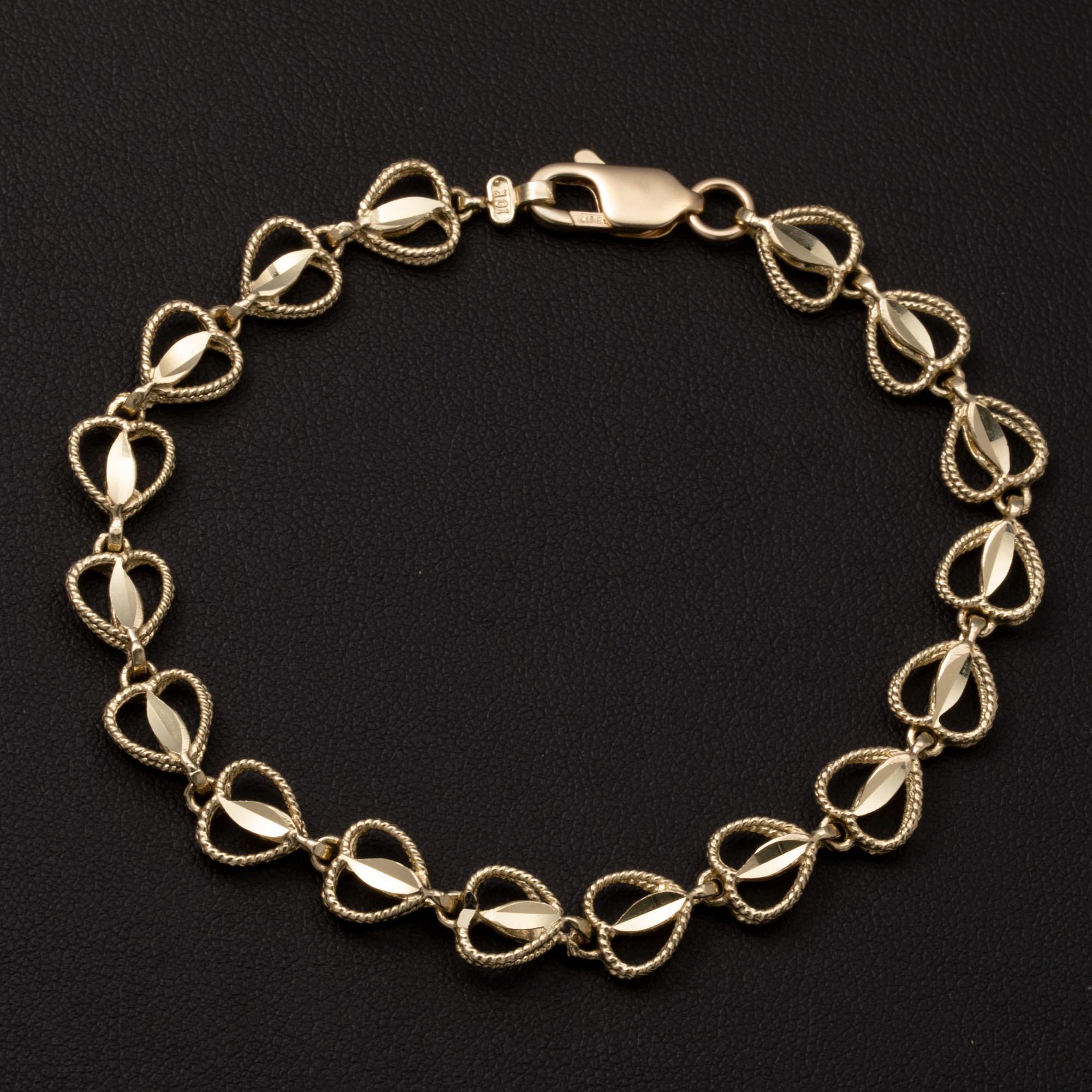 Gold Beaded Heart Link Bracelet 