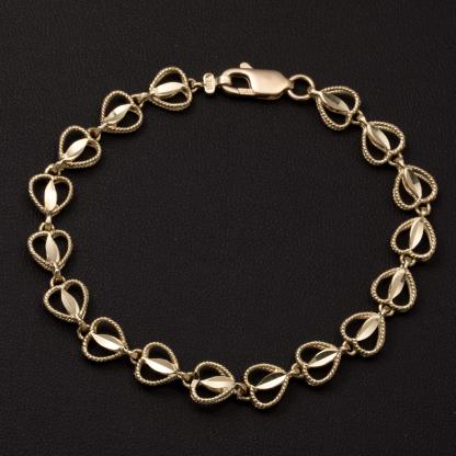 Gold Beaded Heart Link Bracelet 