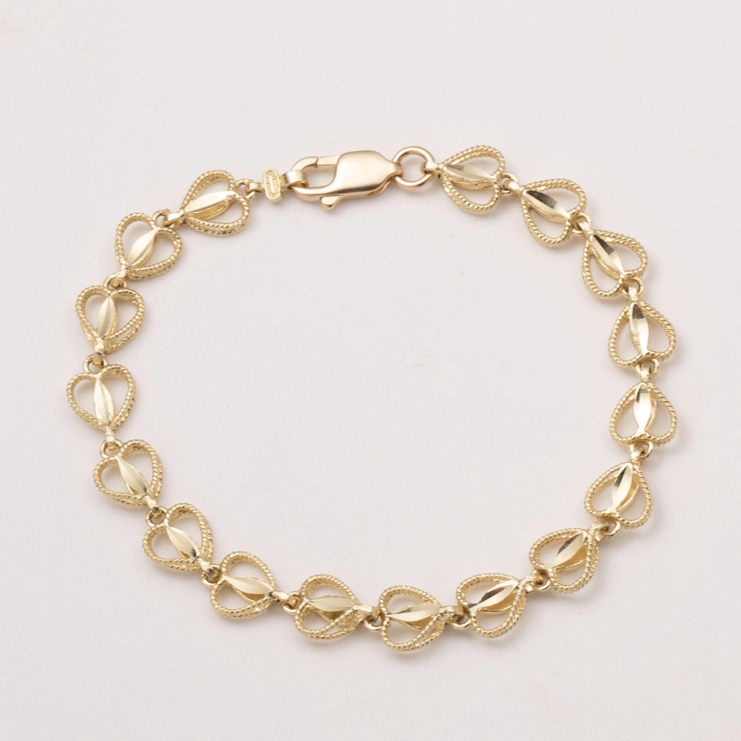 Gold Beaded Heart Link Bracelet