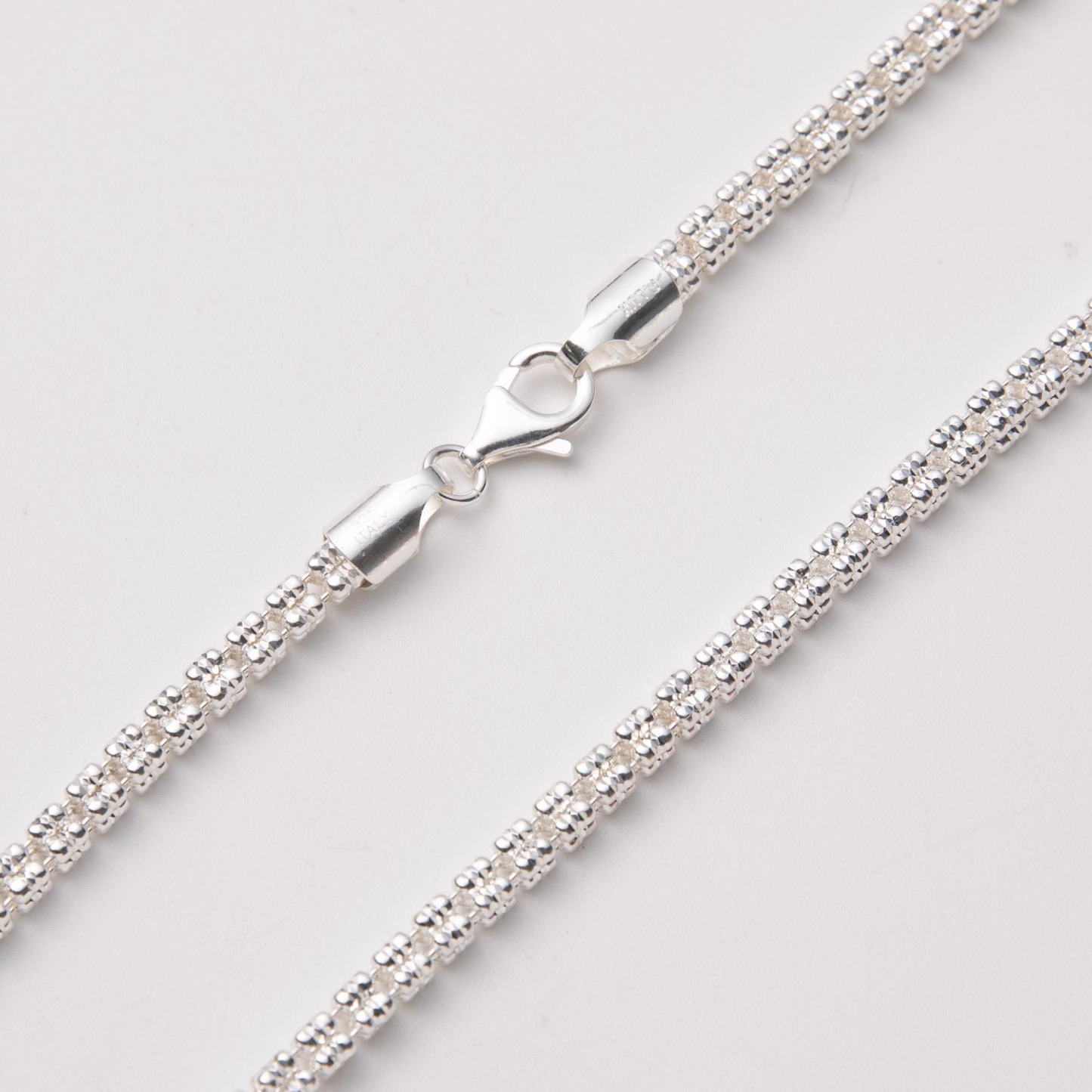 2.4mm Diamond-Cut Ice Link Chain Necklace