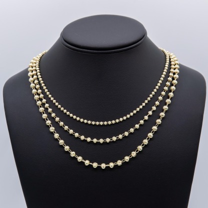 Gold Plated Moon Cut Ball Bead Chain Necklace