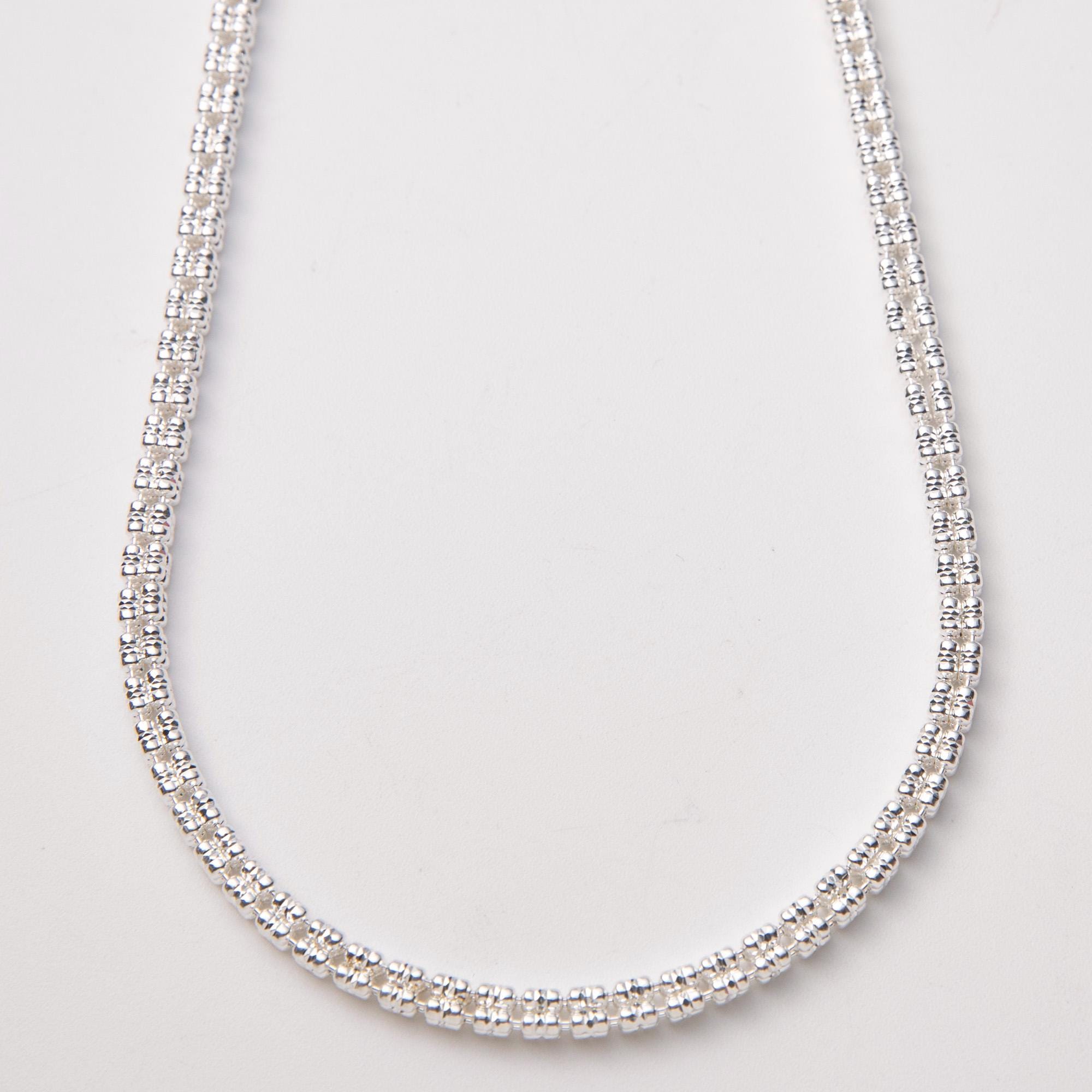 2.4mm Diamond-Cut Ice Link Chain Necklace 