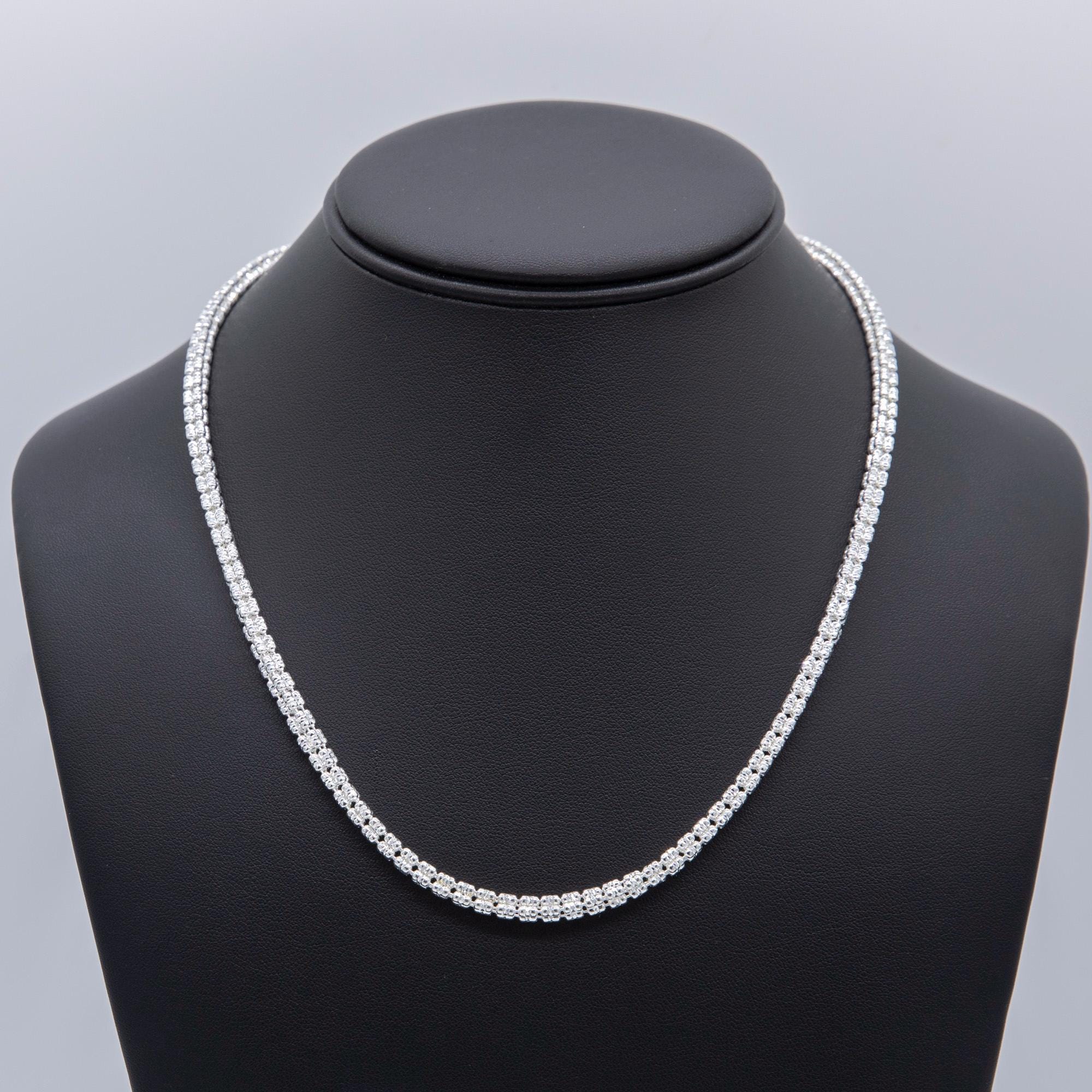 2.4mm Diamond-Cut Ice Link Chain Necklace 