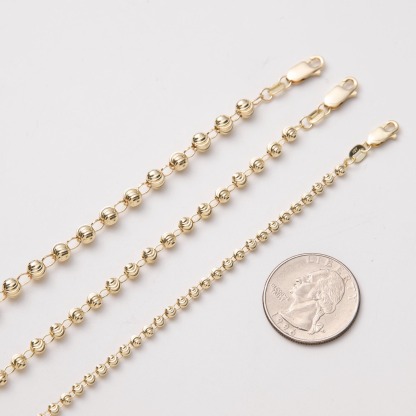 Gold Plated Moon Cut Ball Bead Chain Necklace