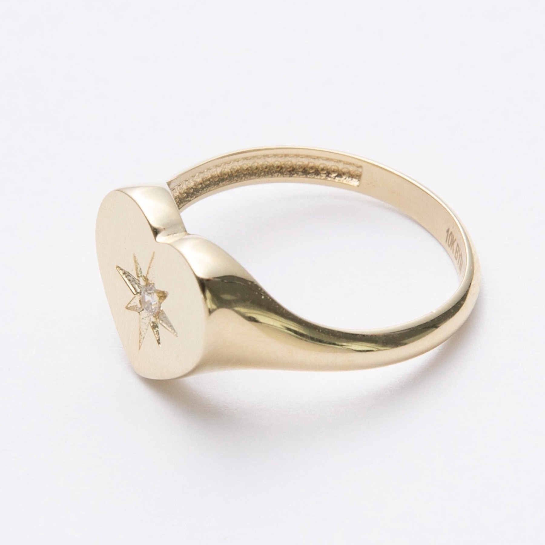 CZ North Star Heart Signet Nugget Ring
