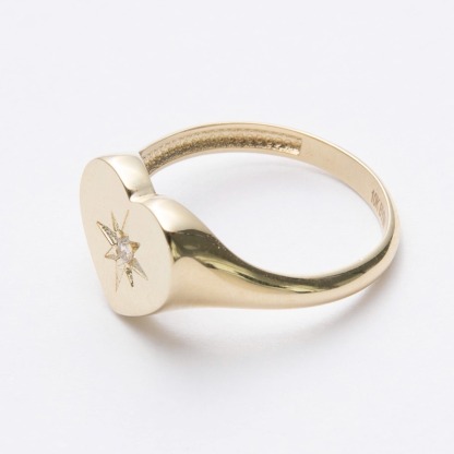 CZ North Star Heart Signet  Nugget Ring