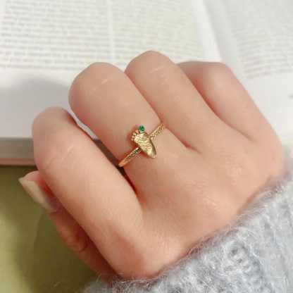 Gold Plated Footprint Engraved Ring