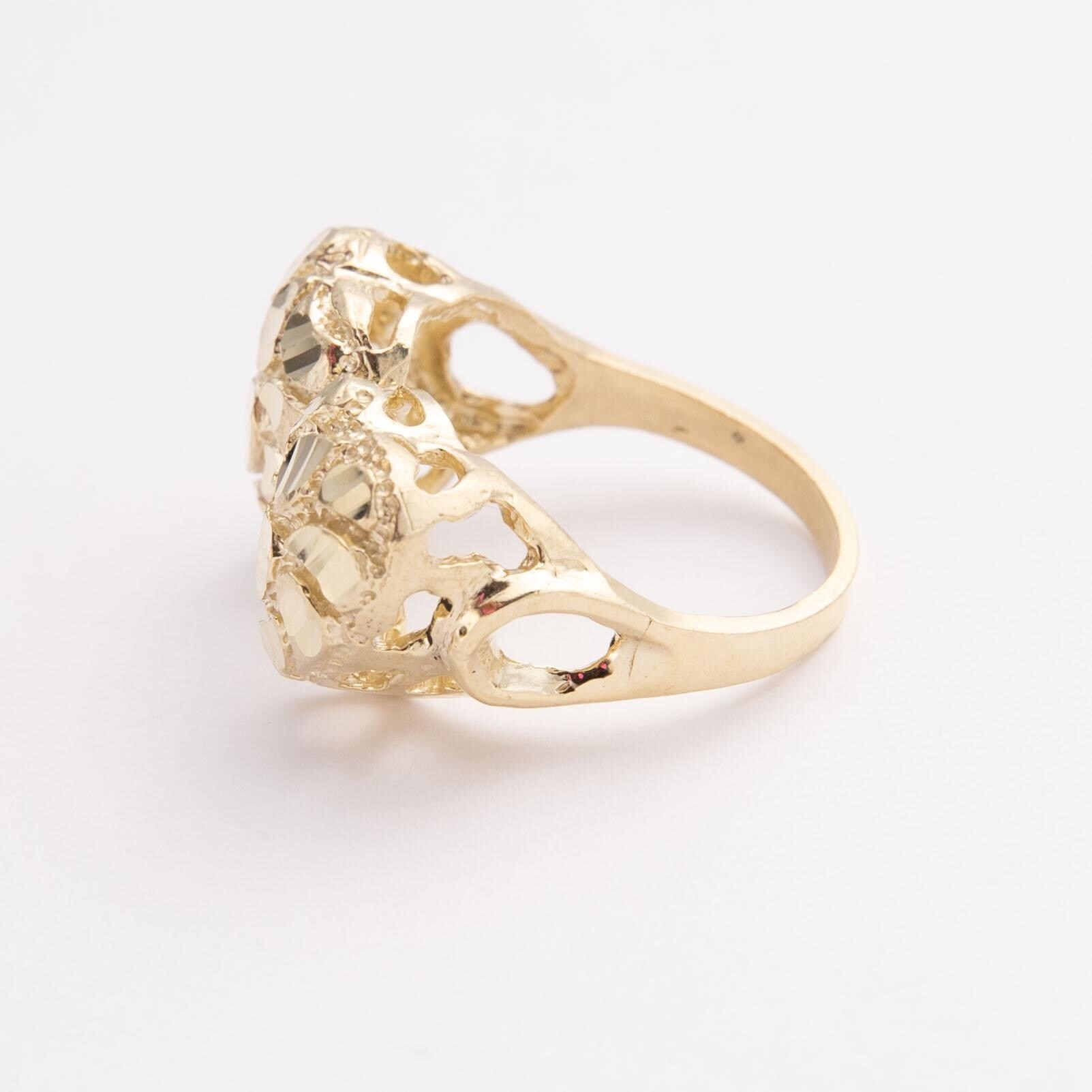 Gold Diamond Cut Hearts Nugget Ring 