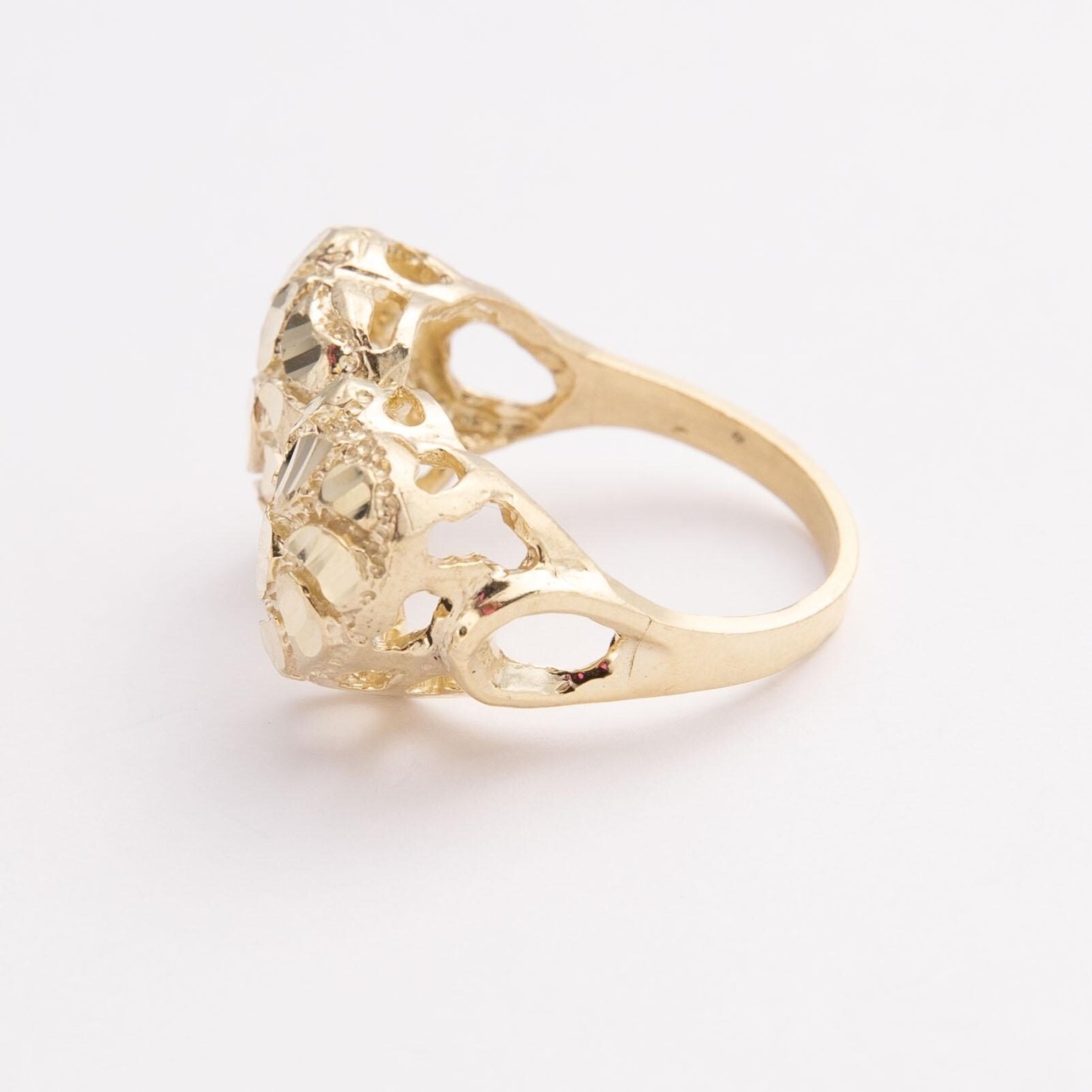 Gold Diamond Cut Hearts Nugget Ring