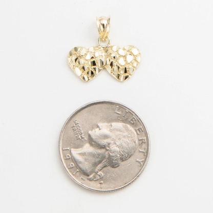Gold Diamond Cut Hearts Nugget Pendant Necklace
