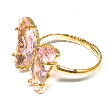 Gold Plated Adjustable Butterfly Crystal Ring Colorful Ring