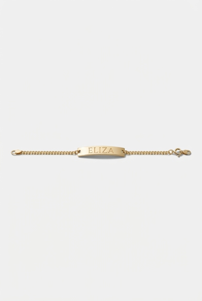 Custom name chain bracelet on off-white background