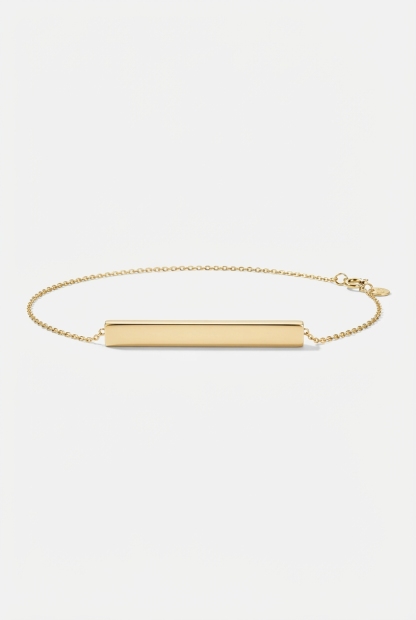 Engraved bar name necklace on off-white background