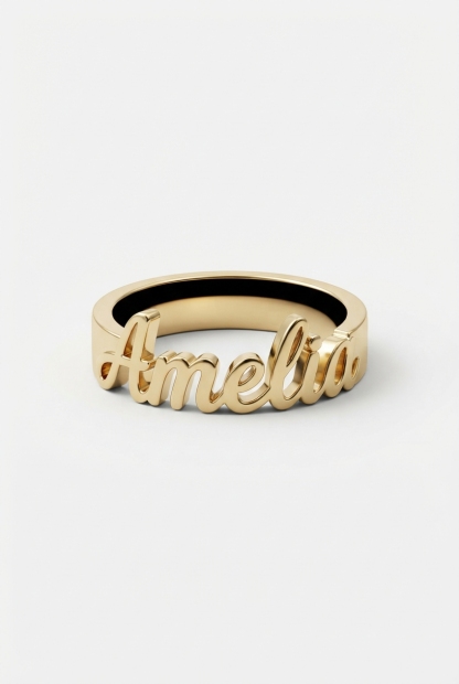 Script custom name ring on off-white background