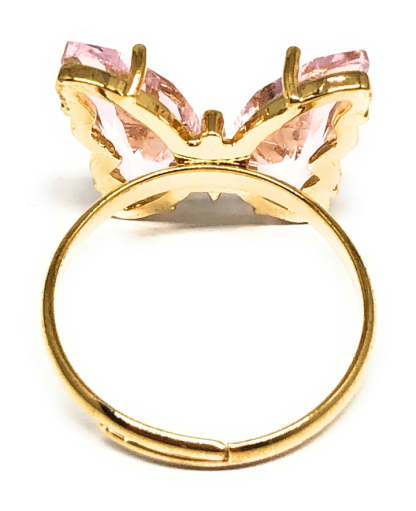Gold Plated Adjustable Butterfly Crystal Ring Colorful Ring