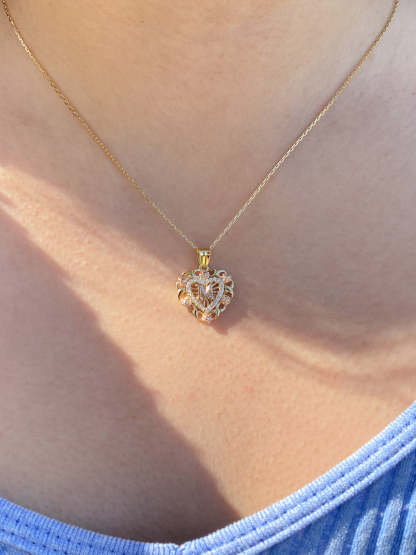 Gold Plated Silver Zircon Rose Heart Initial Necklace