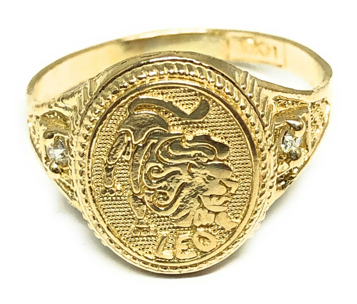 Gold Plated Yellow Zodiac Signs CZ Ring