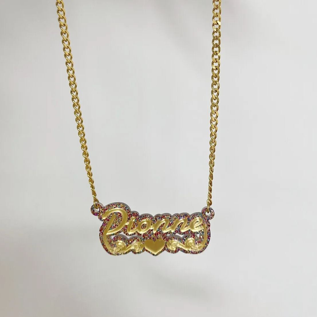 [Copy]Butterfly Design Personalized Herringbone Name Necklace And Bamboo Name Earrings Jewelry Set 2pcs 