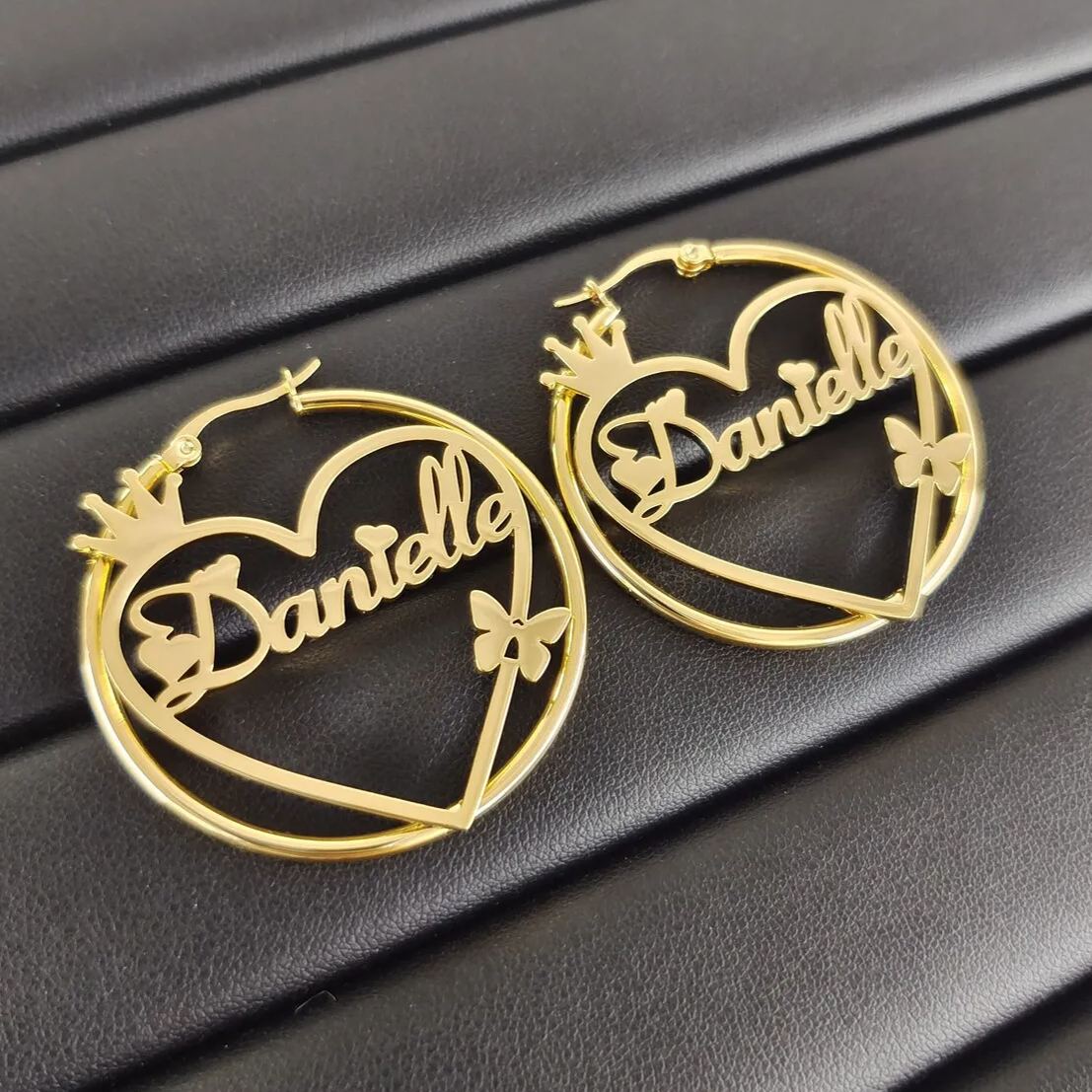 [Copy]Personalized Birthstone Gold Plated Dangle Earrings 