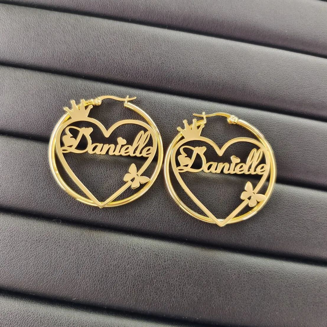 [Copy]Personalized Birthstone Gold Plated Dangle Earrings 