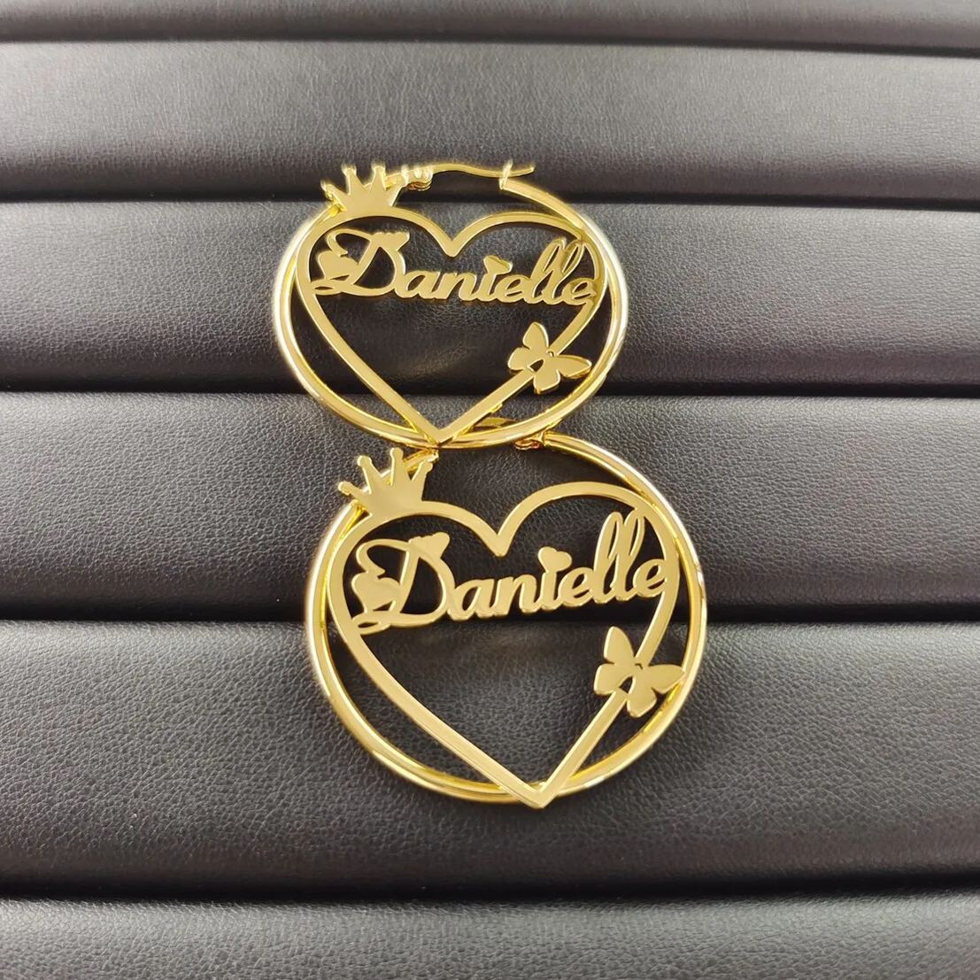 [Copy]Personalized Birthstone Gold Plated Dangle Earrings 