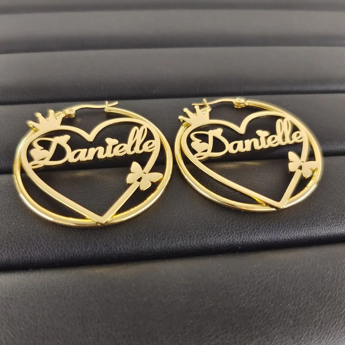 [Copy]Personalized Birthstone Gold Plated Dangle Earrings 