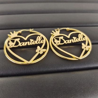 [Copy]Personalized Birthstone Gold Plated Dangle Earrings 