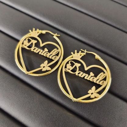 [Copy]Personalized Birthstone Gold Plated Dangle Earrings 