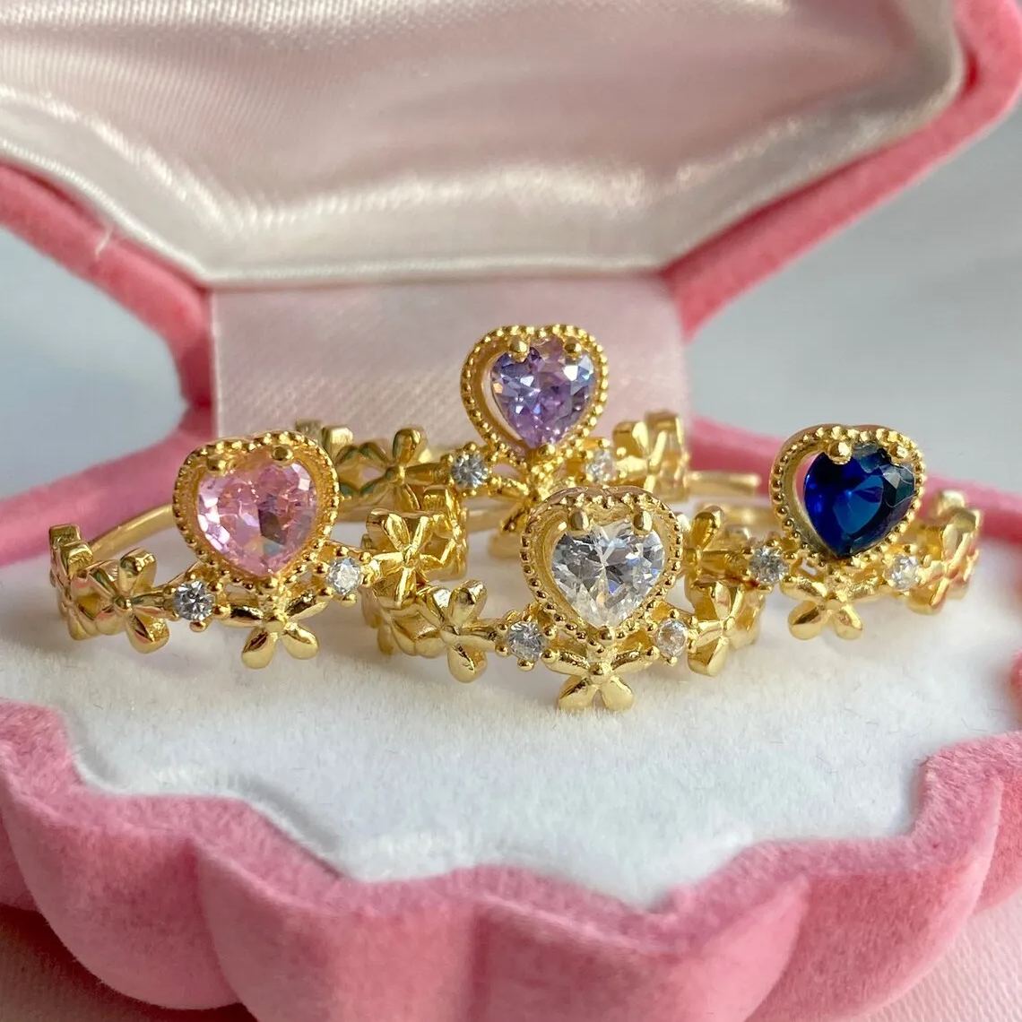 Stunning Heart Ring Personalized Birthstone Ring