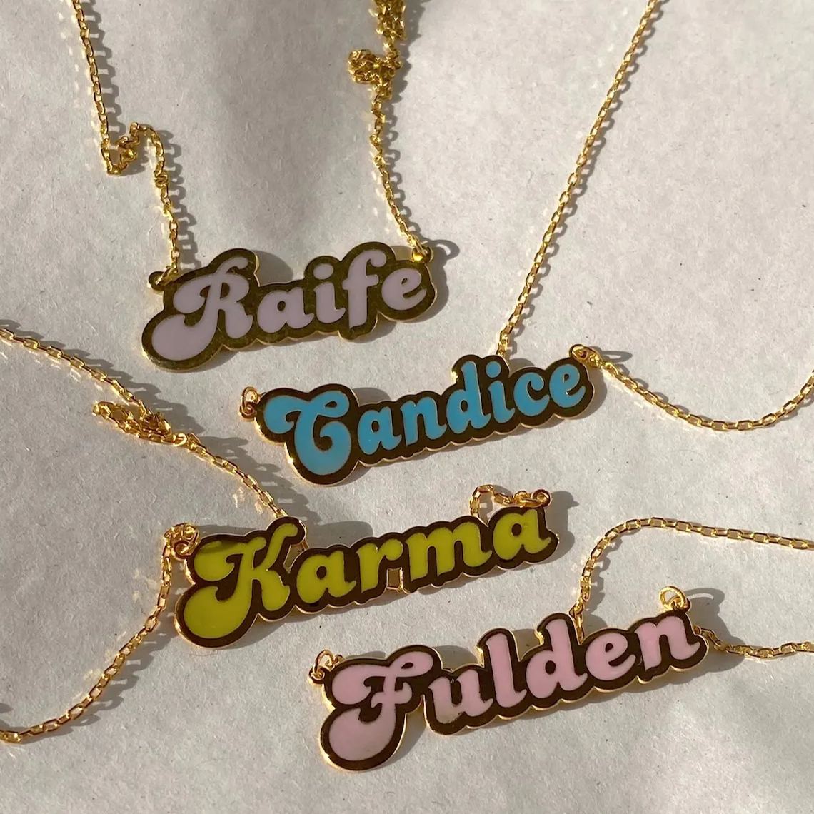 Personalized Colorful Nameplate Pendant Name Necklace