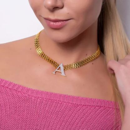 [Copy]Personalized Crown Nameplate Pendant Detachable Chain Name Necklace