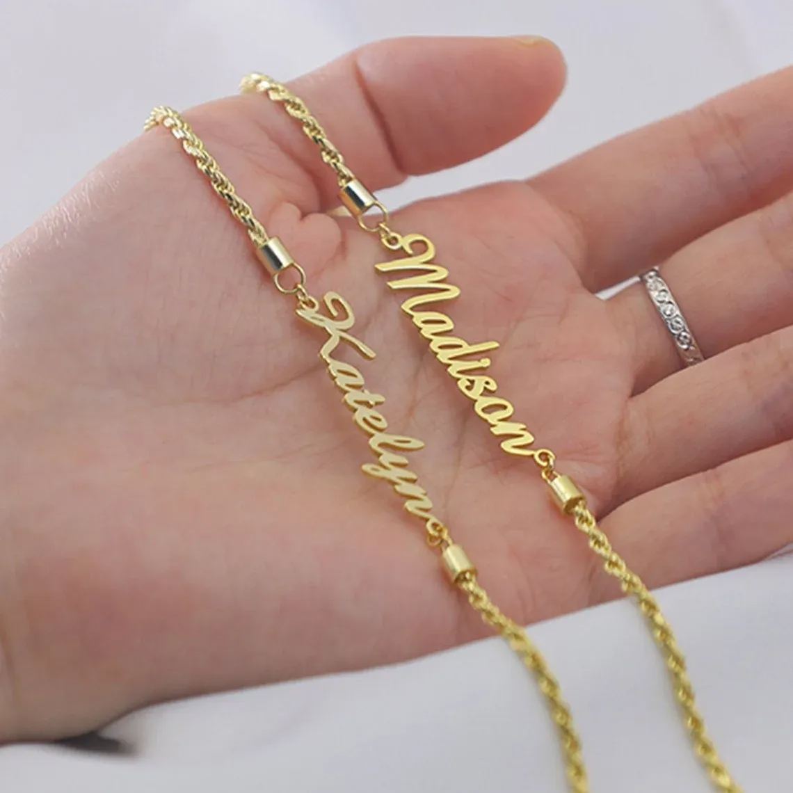 [Copy]Personalized Blue Eye Chain Name Bracelet