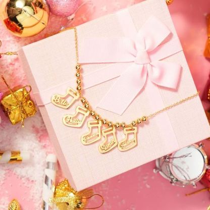 Rope Chain Personalized 1-5 Christmas Socks Nameplate Pendant Name Necklace