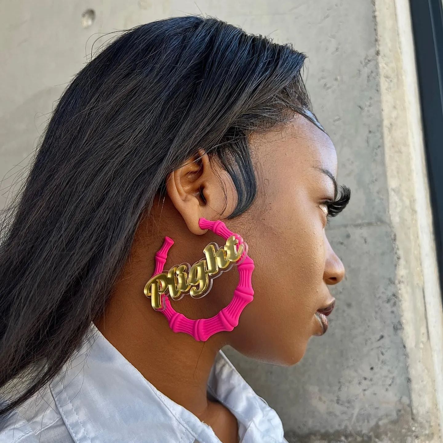 60mm Bamboo Earrings Personalized Custom Acrylic Macron Gorgeous Name Earrings