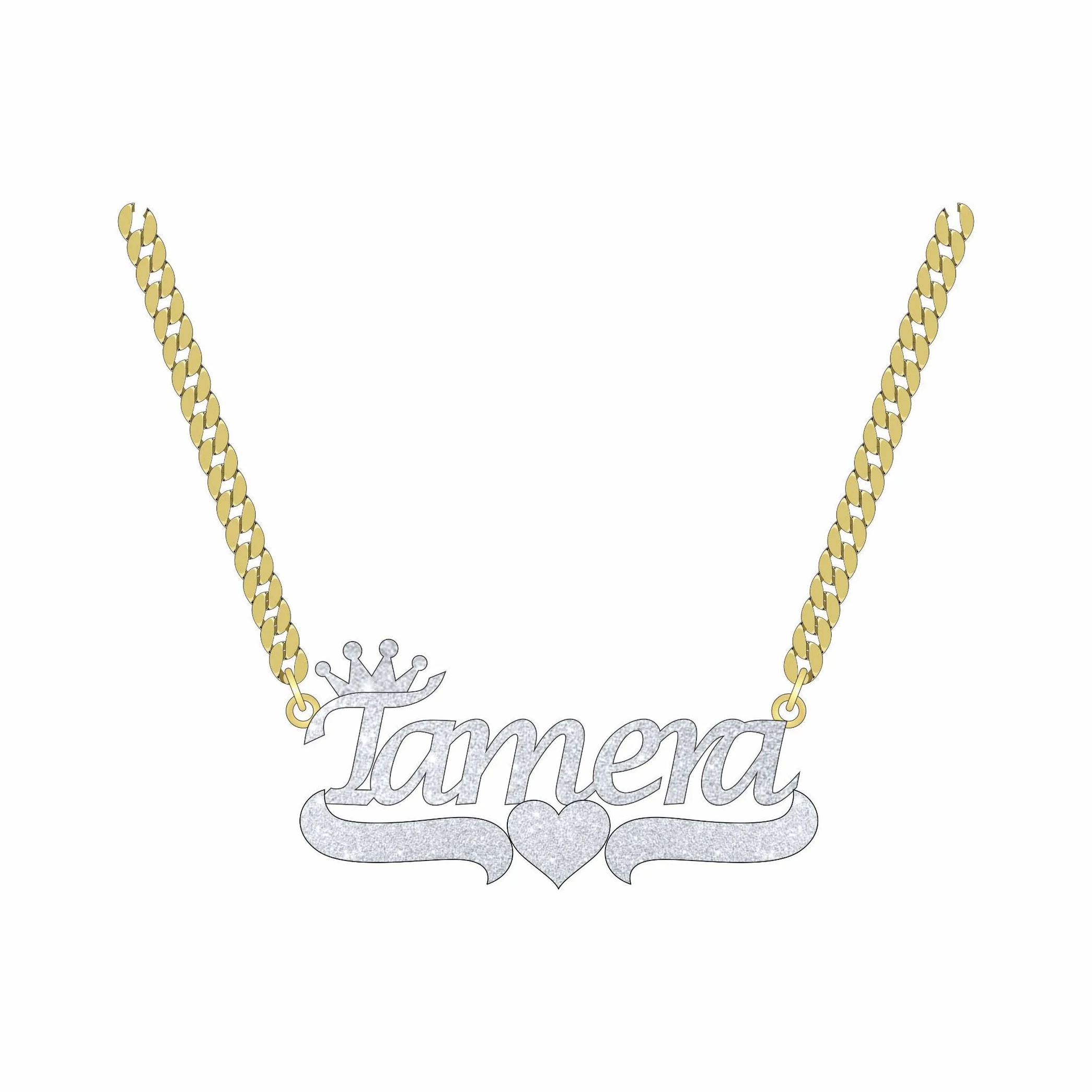 [Copy]Double Layer Butterfly Heart Shaped Nameplate Personalized Name Necklace 