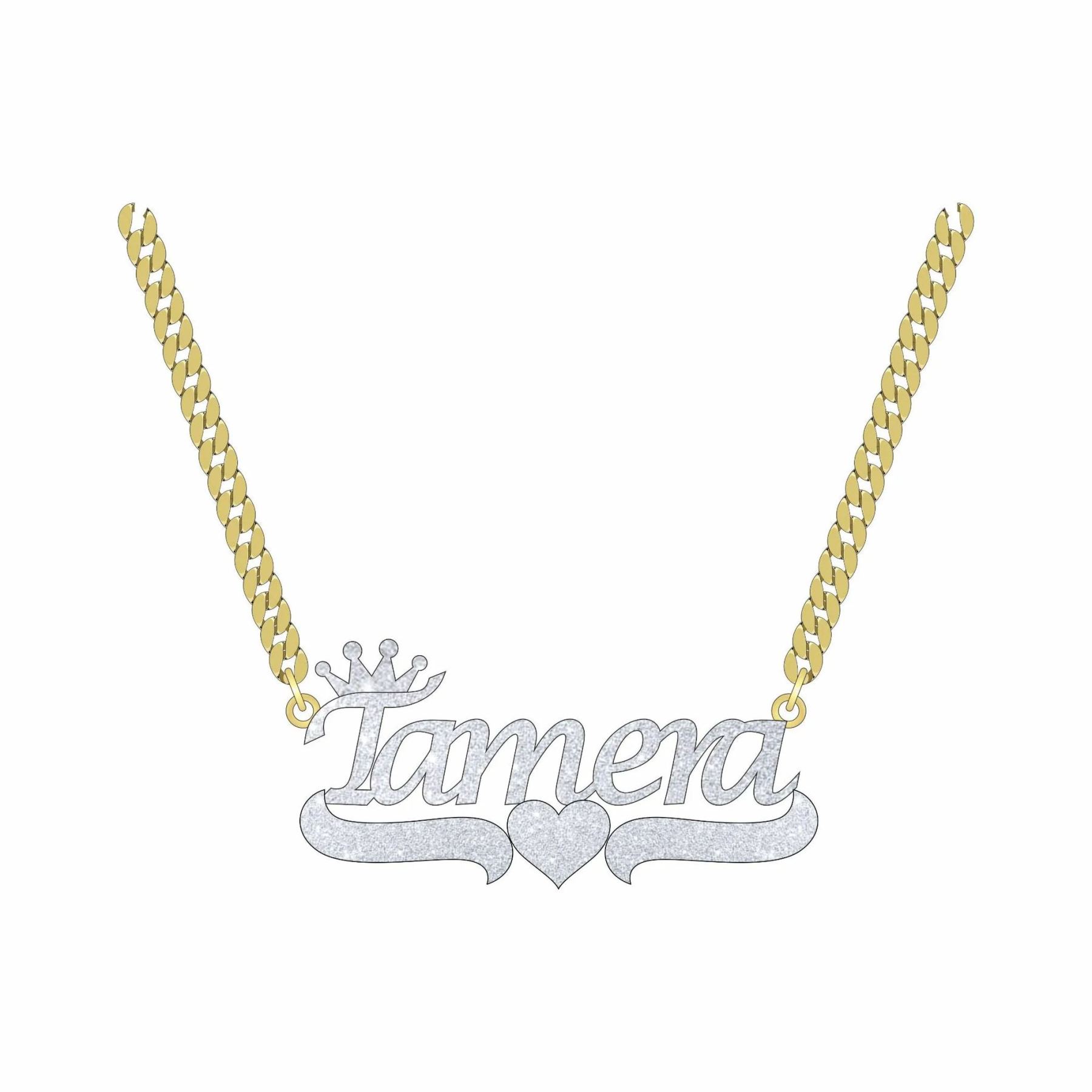 [Copy]Double Layer Butterfly Heart Shaped Nameplate Personalized Name Necklace 