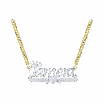 [Copy]Double Layer Butterfly Heart Shaped Nameplate Personalized Name Necklace 