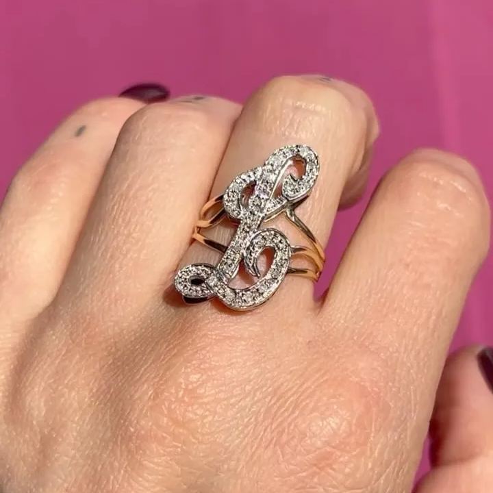 Double Layer Personalized Custom Zircon Initial Letter Ring