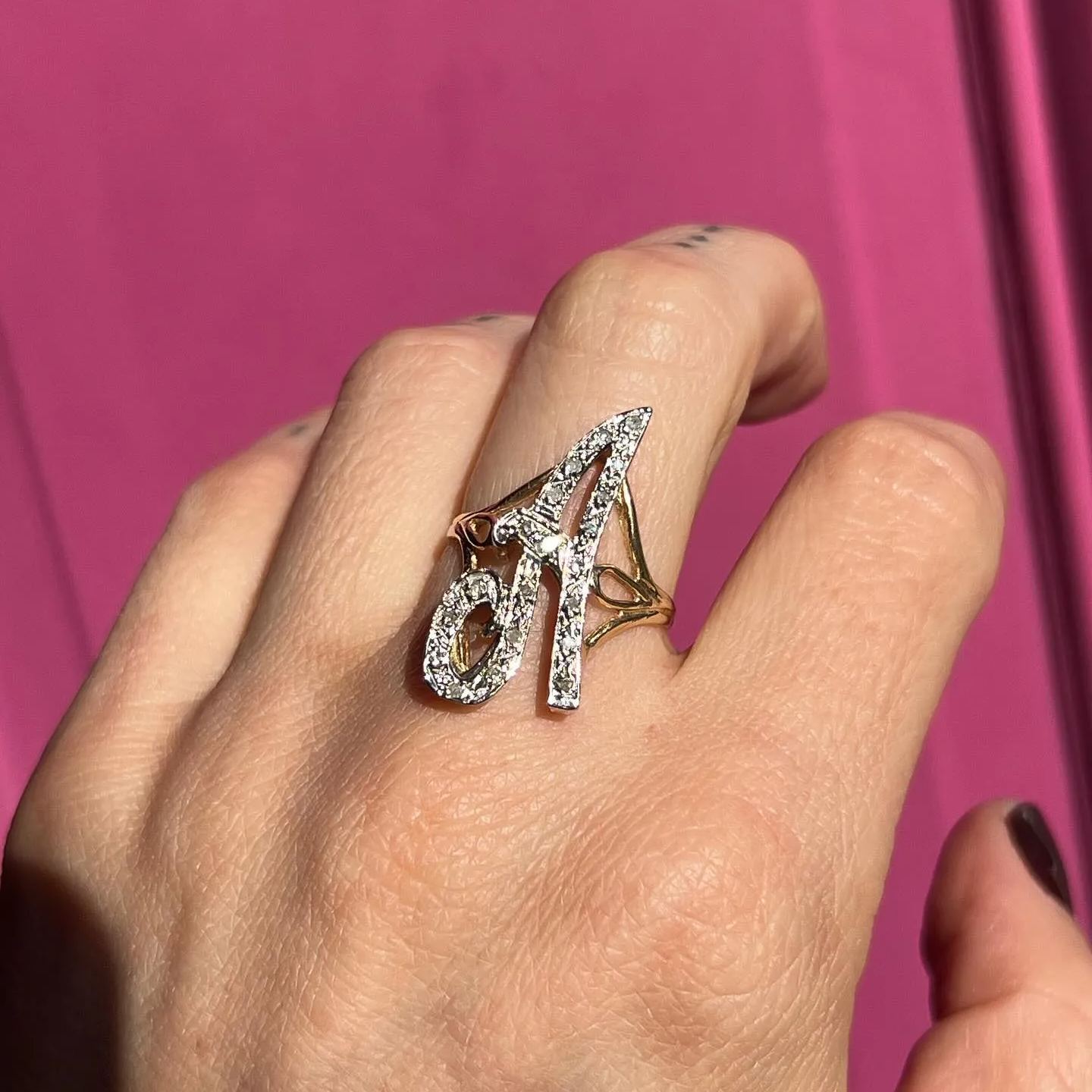 Double Layer Personalized Custom Zircon Initial Letter Ring