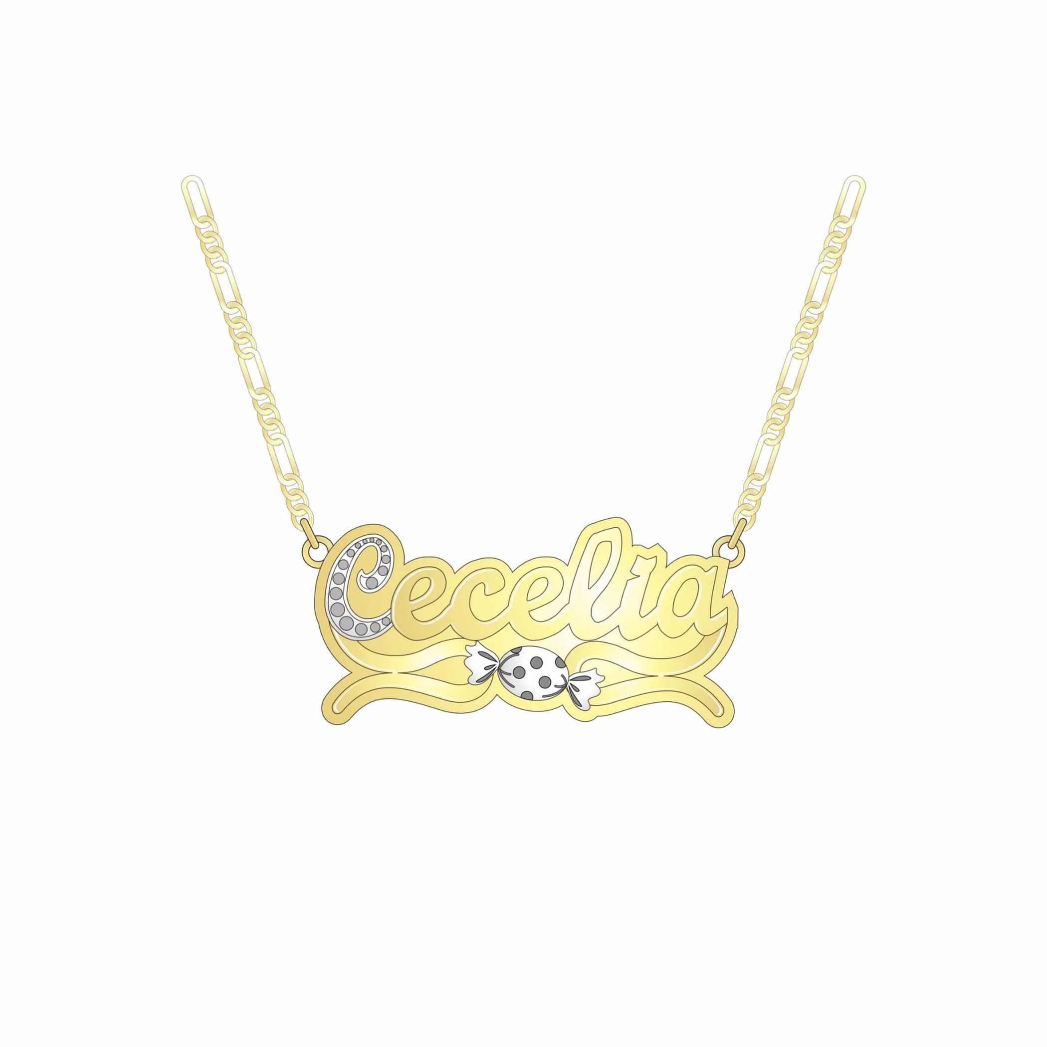 [Copy]Double Layer Crown Nameplate Personalized Gold Plated Name Necklace 