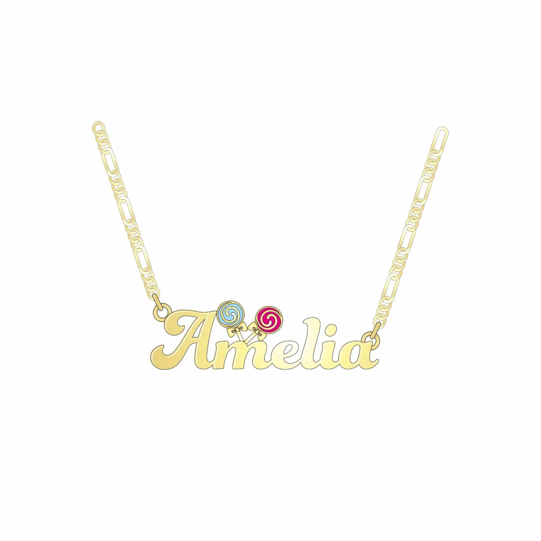 [Copy]Double Layer Two Tone Candy Nameplate Personalized Name Necklace 