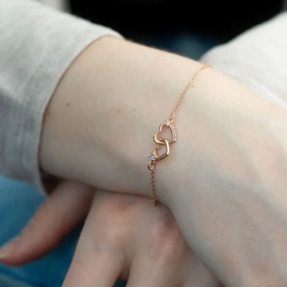 Personalized Interlocking Heart Bracelet With Birthstone Valentine's Day